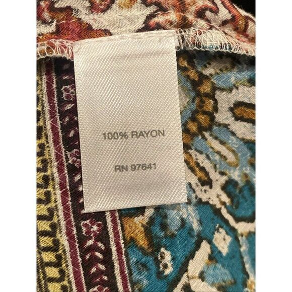 J. Jill Patchwork Print Bohemian‎ Button Front Tunic Size XL Jewel Tones - Picture 4 of 4
